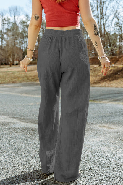 Texture Tied Wide Leg Pants