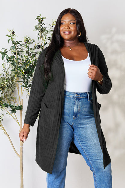 Basic Bae Full Size Hooded Sweater Cardigan